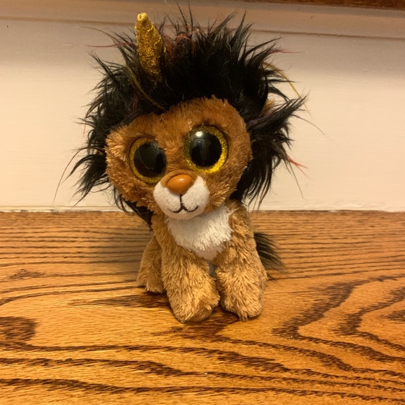 Ramsey Lion/Unicorn Beanie Boos Ty stuffed animal Plush 6" No Heart Tag - Picture 1 of 6